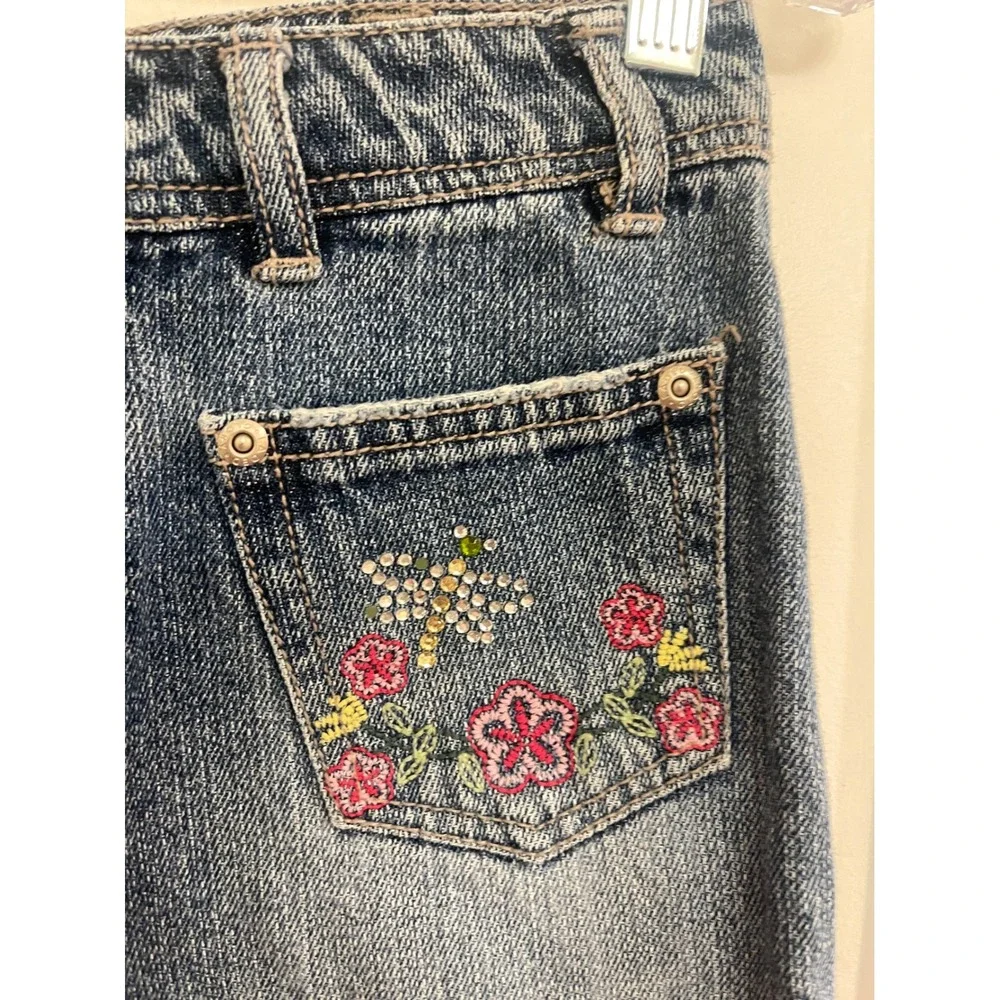 Vintage Y2K Denim‎ Embroidered Fairycore Skirt Ruffle Hot Pink